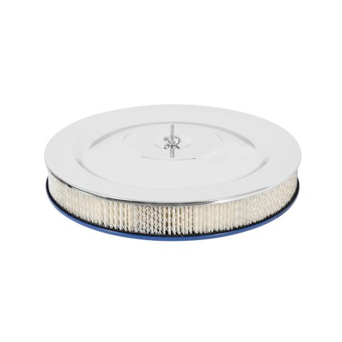 Scott Drake Air Cleaners C5ZZ-9600-W Cleaner, Round, Flat Base, Steel Top, Chrome, 14 in. Diameter, 2 in. Filter Height, Each