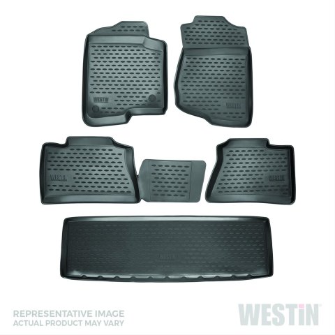 Westin Profile Floor Liners 74-26-51017 Mats, Liners, Front/Second/Third Seat, Rubberized Polymer, Black, Logo, Mazda, Set