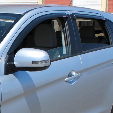 Westin Tape-On Slim Wind Deflectors 72-66480 Side Window Visors, Windguards, Smoke, Acrylic, Front and Rear, Mitsubishi, Set of 4