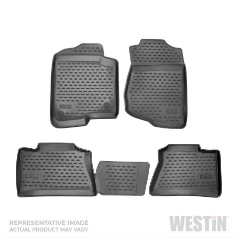 Westin Profile Floor Liners 74-22-41008 Mats, Liners, Front/Second/Third Seat, Rubberized Polymer, Black, Logo, for Kia, Set