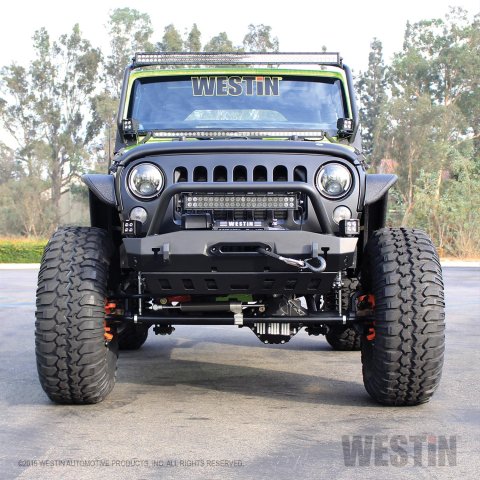 Westin WJ2 Stubby Front Bumpers 59-80015 Bumper, Stubby, Fabricated, Steel, Black Textured Powdercoated, Winch Mount, Bull Bar, Front, Jeep, Each