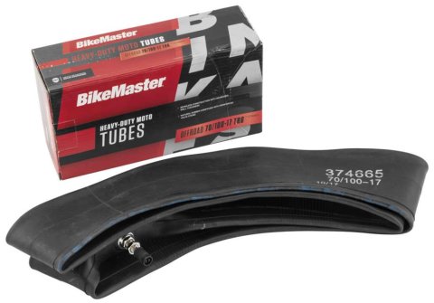 BikeMaster Heavy-Duty Tire Tubes 374665 Tube, Heavy-Duty, 70/100-17, Natural Rubber, Centered Straight Metal Pull-Through Valve Stem, Each