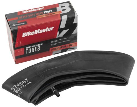 BikeMaster Heavy-Duty Tire Tubes 374667 Tube, Heavy-Duty, 80/100-14, Natural Rubber, Centered Straight Metal Pull-Through Valve Stem, Each