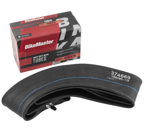 BikeMaster Heavy-Duty Tire Tubes 374669 Tube, Heavy-Duty, 100/90-19, Natural Rubber, Centered Straight Metal Pull-Through Valve Stem, Each