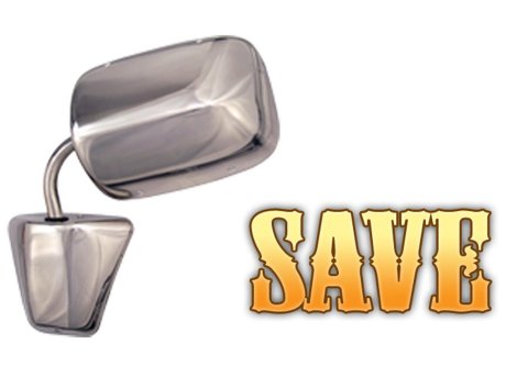 Brothers Trucks C/K Series Outside Mirrors OMA8700 Side View Mirrors, Mirrors, Replacement, Rectangular, Flat, Manual, Chrome Steel Housing, Left/Right, Chevrolet, GMC, Each