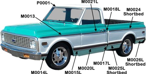 Brothers Trucks Moldings M0018L-69 Body Moldings, Aluminum, Silver/Black, Upper Cab Position, Fits Left Side, Chevrolet, GMC, Each