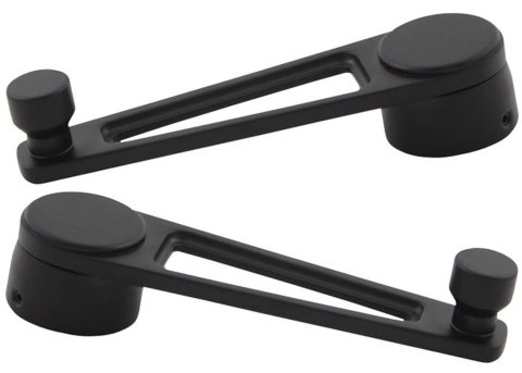 Brothers Trucks Billet Window Handles BWH87BK Cranks, Handles, Open Design, Aluminum, Black, Set Screw, OEM Position, Chevrolet, GMC, Pair
