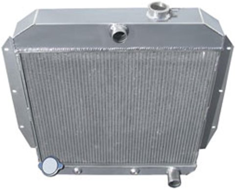 Brothers Trucks Aluminum Radiators ALR59C4 Radiators, Downflow, 4-row, Aluminum, Natural, Center Upper Inlet, Transmission Cooler, Chevrolet, GMC, Each