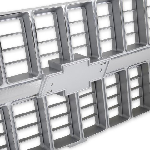 Brothers Trucks Grilles 04-174 Grille, Front Main Grille, Argent Silver/Chrome Includes Mounting Provision for Bowtie, Plastic, Chevy, Each