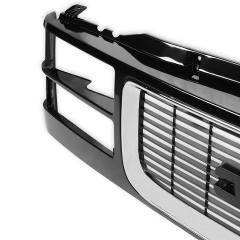 Brothers Trucks Grilles 04-476 Grille, GMC, Stock Style, Black with Chome, Dual Headlights, Each