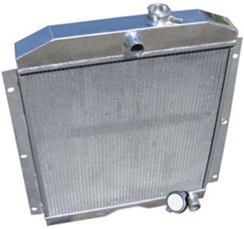 Brothers Trucks Aluminum Radiators ALR54C4 Radiators, Downflow, 4-row, Aluminum, Natural, Center Upper Inlet, Transmission Cooler, Chevrolet, GMC, Each