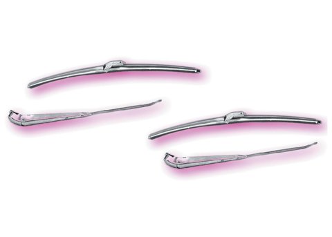 Brothers Trucks Windshield Wiper Arms WAS7253 Arms, Stainless Steel, Natural, Black Rubber Blades, Front Left/Front Right, Chevrolet, GMC, Kit