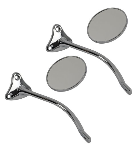 Brothers Trucks Side View Mirrors COMS2SM Mirrors, Replacement, Round, Flat, Manual, Polished Stainless Steel Housing, Chrome Steel Mirror Arms, Left/Right, Chevrolet, GMC, Pair