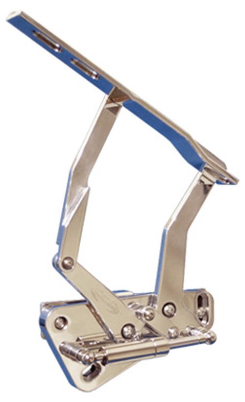 Brothers Trucks Billet Hood Hinges BHH80RW Hinges, Billet, Aftermarket Style, Aluminum, Natural, Stainless Steel Strut Included, Left Side/Right Side, Chevrolet, GMC, Pair