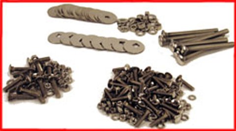 Brothers Trucks Bed Bolt Kits PS10305 Truck Floor Fasteners, Carriage Style, Fleetside/Styleside, for Wood Bed, Short, Stainless Steel, Polished, 58-59, Chevy, GMC, Kit