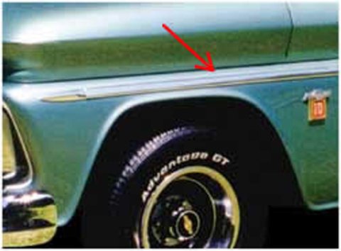 Brothers Trucks Moldings FSM0200 Body Moldings, Aluminum, Polished, Main Fender Molding Fits Left or Right Side, Chevrolet, GMC, Each
