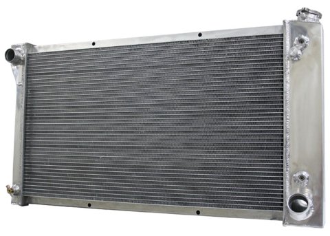 Brothers Trucks Aluminum Radiators ALR72C2 Radiators, Crossflow, 2-row, Aluminum, Natural, Upper Left Side Inlet, Transmission Cooler, Chevrolet, GMC, Each