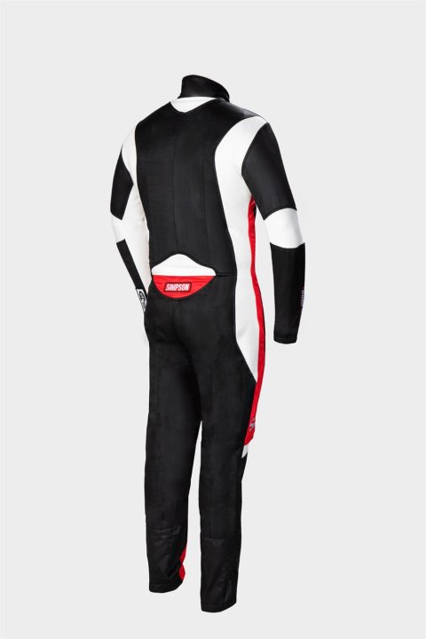 Simpson Supercoil Racing Suits SC02101 Driving Suit, Supercoil, One-piece, Double Layer, Nomex, Black/White/Red, SFI 3.2A/5, Men's Small, Each
