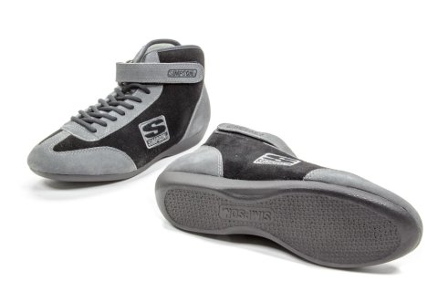 Simpson Mid-Top Driving Shoes MT900BK Shoes, Mid-top, Black/Gray, SFI 3.3/5, Men's 9, Pair