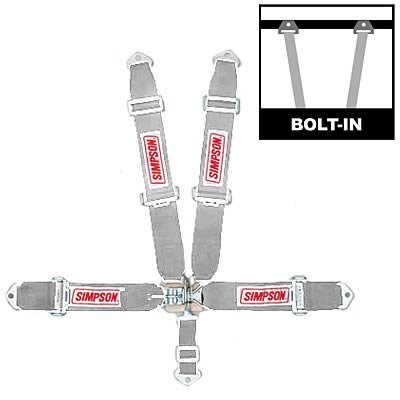 Simpson Latch & Link 5-Point Harness 29063P Harness, Complete, Latch, Individual-Type, Bolt-In, Floor Mount, Platinum, Each