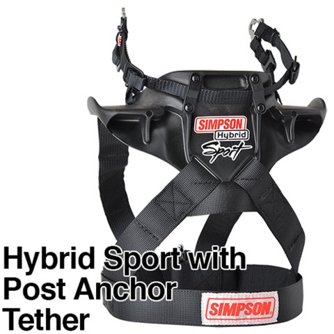 Simpson Hybrid Sport Restraints HSLRG11PA Head and Neck Restraint Systems, Sport, In-seat Model, Sliding Tether and Post Clip Tether, Post Anchor, SFI 38.1, Large, Each