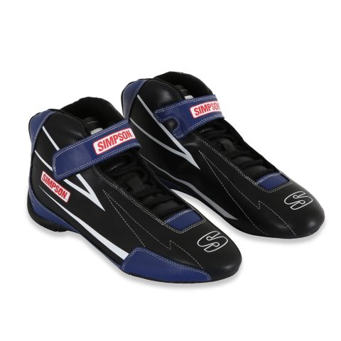 Simpson Racing Supercoil Driving Shoes SC950B Shoes, Shoes, Mid-top, Size 9.5 Men's, Black/Blue, SFI 3.3/5, Leather, Pair