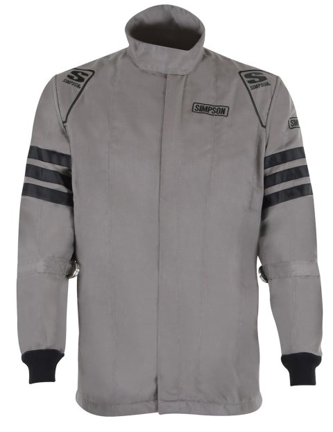 Simpson Racing Classic SFI-5 Jackets C405114 Driving Jacket, Double Layer Satin/Twill, Nomex, Small, Arm Restraints, Gray with Black Stripes, Each