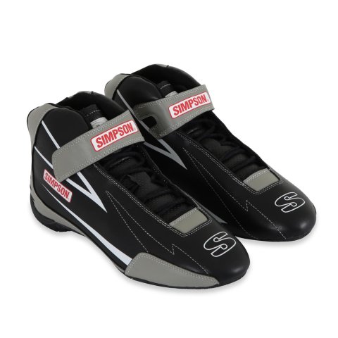 Simpson Racing Supercoil Driving Shoes SC950G Shoes, Shoes, Mid-top, Size 9.5 Men's, Black/Gray, SFI 3.3/5, Leather, Pair