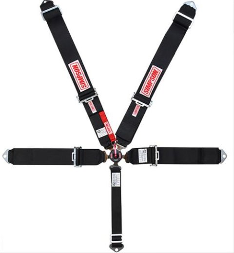 Simpson HANS Compatible Camlock 7-Point Harness 29110BKHL3X Harness, Complete, 7-Point, Camlock, Lever-Style, Individual-Type, Bolt-In, Black, Black Hardware, Each