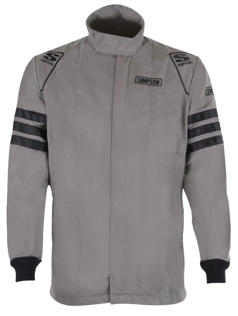 Simpson Racing Classic SFI-5 Jackets C405212 Driving Jacket, Double Layer Satin/Twill, Nomex, Medium, Gray with Black Stripes, Each