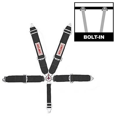 Simpson Camlock 5-Point Harness 29102BK Harness, Complete, Camlock, Individual-Type, Clip-In, Floor Mount, Black, Each
