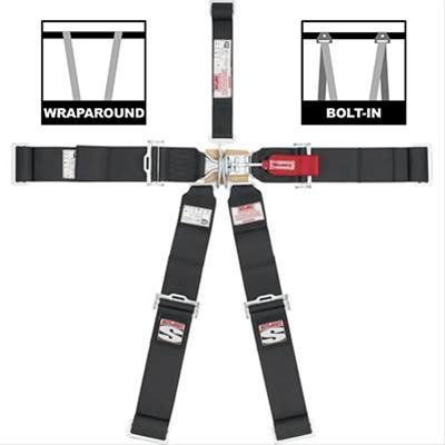 Simpson Latch & Link 5-Point Harness 29043BL Harness, Complete, Latch, Individual-Type, Bolt-In, Wraparound, Roll Bar Mount, Blue, Each