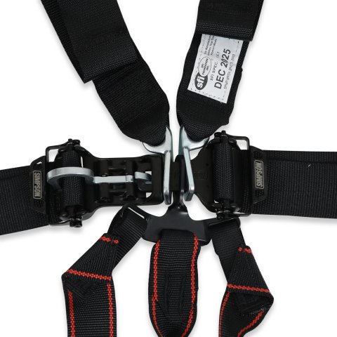 Simpson Double Pull Down Latch and Link SFI 7-Point Harness 12LD7WB Harness, Complete, Latch. 7 Point, 2.00 Should Belt, 2.00 Lap Belt, Individual-Type, Bolt-In, Floor/Roll Bar Mount, Black, Each