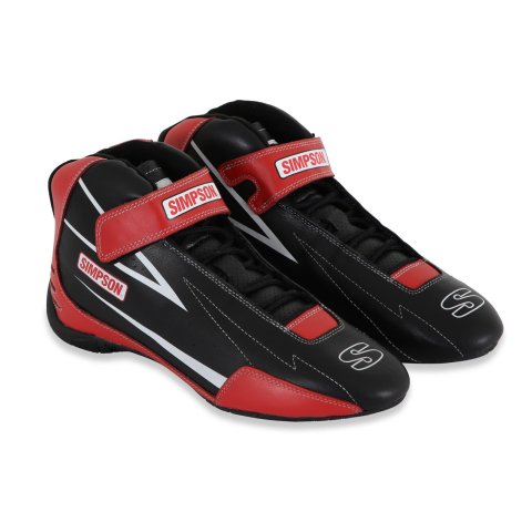 Simpson Racing Supercoil Driving Shoes SC100R Shoes, Shoes, Mid-top, Size 10 Men's, Black/Red, SFI 3.3/5, Leather, Pair