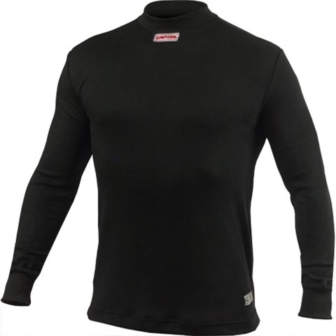 Simpson CarbonX Underwear Shirts 20600SB Fire Retardant Shirts, Long Sleeve, CarbonX, Black, Men's Small, SFI 3.3/1, Each