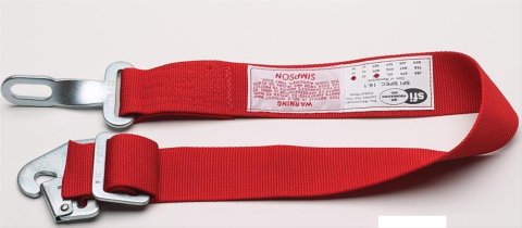 Simpson Latch-Type Anti-Submarine Belts 1-Point Harness 31013R Harness, Submarine Belt, Latch, Clip-In, Floor Mount, Red, Each