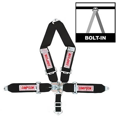 Simpson Latch & Link 5-Point Harness 29065BK Harness, Complete, Latch, V-Type, Bolt-In, Roll Bar Mount, Black, Each