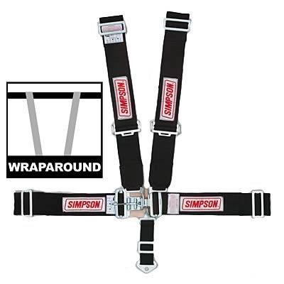 Simpson Latch & Link 5-Point Harness 29064BK Harness, Complete, Latch, Individual-Type, Wraparound, Roll Bar Mount, Black, Each