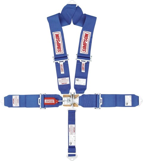 Simpson Latch & Link 5-Point Harness 29065BL Harness, Complete, Latch, V-Type, Bolt-In, Roll Bar Mount, Blue, Each