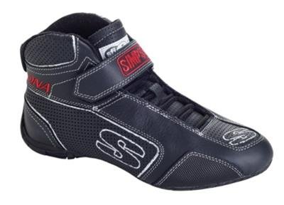 Simpson DNA Driving Shoes DA600W Shoes, DNA, Mid-Top, Size 6 Men's, Size 7.5 Women's, SFI 3.3/5, Leather, Nomex, Black/White, Pair
