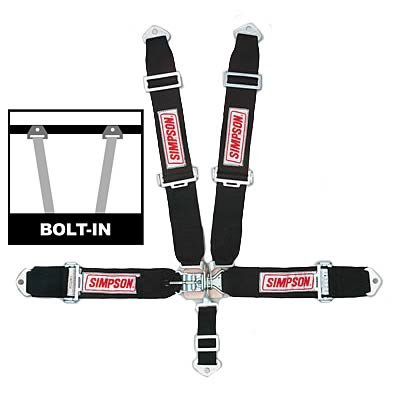Simpson Latch & Link 5-Point Harness 29061BK Harness, Complete, Latch, Individual-Type, Bolt-In, Floor Mount, Black, Each
