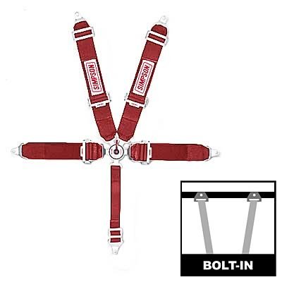 Simpson Camlock 5-Point Harness 29110R Harness, Complete, Camlock, Individual-Type, Bolt-In, Floor Mount, Red, Each