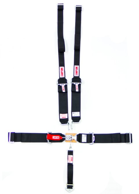 Simpson Latch & Link 5-Point Harness 29064BKH Harness, Complete, Latch, Individual-Type, Wraparound, Roll Bar Mount, Black, Each