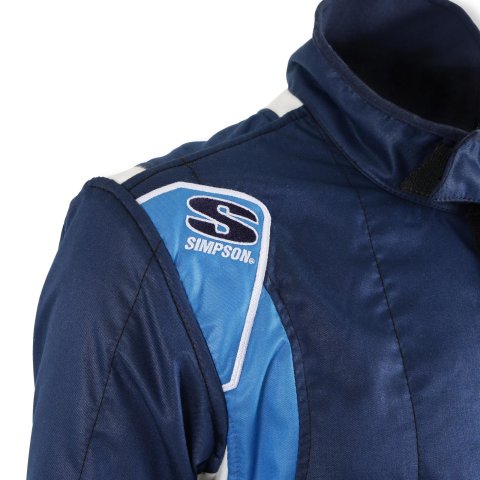 Simpson Supercoil Racing Suits SC04201 Driving Suit, Supercoil, One-piece, Double Layer, Nomex, Navy/Bush Blue/White, SFI 3.2A/5, Men's Medium, Each