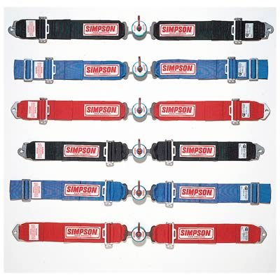 Simpson Camlock Lap Belts 2-Point Harness 32000BK Harness, Belt, Camlock, Clip-In, Floor Mount, Black, Each