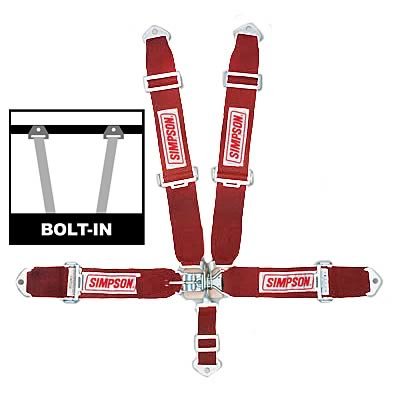 Simpson Latch & Link 5-Point Harness 29061R Harness, Complete, Latch, Individual-Type, Bolt-In, Floor Mount, Red, Each