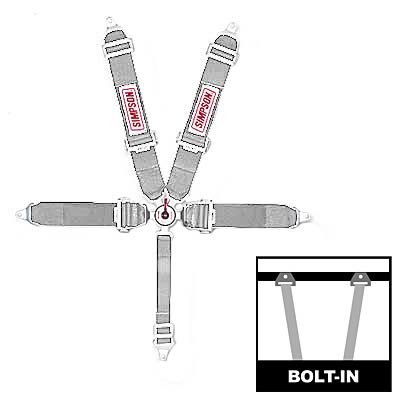 Simpson Camlock 5-Point Harness 29110P Harness, Complete, Camlock, Individual-Type, Bolt-In, Floor Mount, Platinum, Each