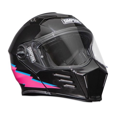 Simpson MOD Bandit USA Radical Series Helmets M59282SXS Helmet, Mod Radical, Modular, Black, Pink, Blue, DOT/ECE Approved, X-Small, Each