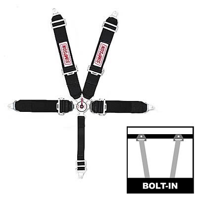 Simpson Camlock 5-Point Harness 29104BK Harness, Complete, Camlock, Individual-Type, Bolt-In, Floor Mount, Black, Each