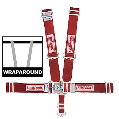 Simpson Latch & Link 5-Point Harness 29064R Harness, Complete, Latch, Individual-Type, Wraparound, Roll Bar Mount, Red, Each